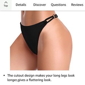 SHEKINI Women's Black Bikini Bottom Cutout